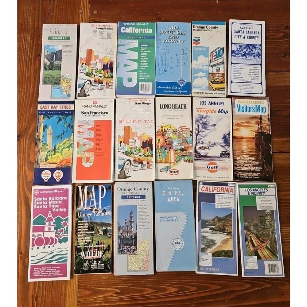 Lot Of 18 Vintage California State & City Road Maps Ranging From 1960-2000s